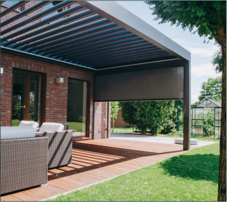 Nizza pergola mounted on house